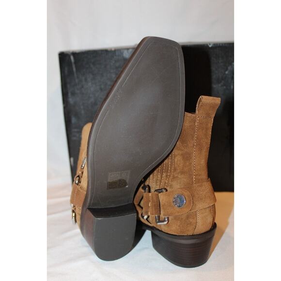 NIB Women's Mina Brown Suede Western Harnessed Square Toe Ankle Boots Size‎ 8.5 - Picture 7 of 7